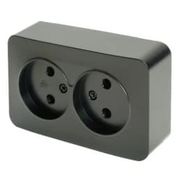 Розетка 2местная бз открытой установки STEKKER 250В 10А IP20 серия София черный матовый MST101205 49496