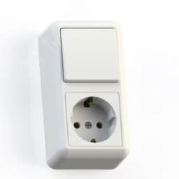 ОПТИМА Блок комбинированный открытой установки (одноклавишный выключатель+ розетка с заземляющим контактом) БКВР-405, белый