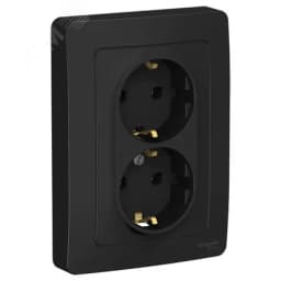 BLANCA скрытой установки розетка двойная с заземлением без шторок, 16А, 250В, антрацит Systeme Electric