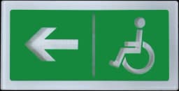 Оповещатель пожарный световой "Ирида-Гефест" Пиктограмма "Выход Е02-01 налево для МГН" трафаретный, бел/зел, IP44, 24 В