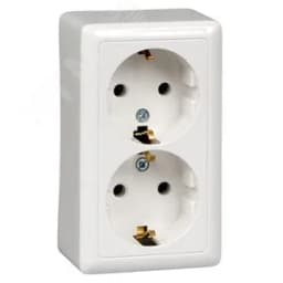 ХИТ Розетка двойная наружная белая с заземлением без шторок 16А 250В Systeme Electric