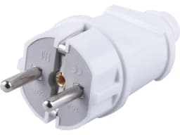 Вилка STEKKER PPG1642201 прямая с заземляющим контактом пластик 250В 16A IP20 белая 32851