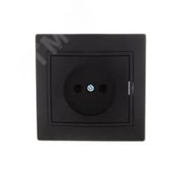 MIRA Розетка б/з керамика чёрный бархат со вставкой (10шт/120шт) Lezard