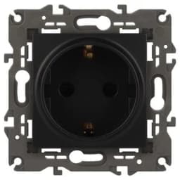 Розетка 1-м СП Эра Elegance 14-2102-05 16А IP20 16AX 250В 2P+E Schuko защ. шторки антрацит Эра Б0034276