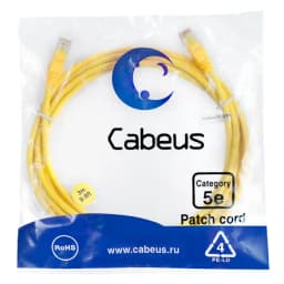 Патч-корд Cabeus PC-UTP-RJ45-Cat.5e-3m-YL (U/UTP, CAT.5E, PVC, 3 м, желтый) (7683c)