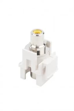 Вставка формата Keystone Jack с проходным адаптером RCA (желтый) Hyperline KJ1-RCA/YL-D-WH