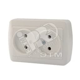 DEMET Розетка двойная без заземления закрытый корпус наружная белая