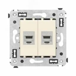 Avanti Компьютерная розетка RJ-45 без шторки в стену, кат.6 двойная экранированная, Ванильная дымка DKC