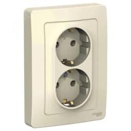 BLANCA скрытой установки розетка двойная с заземлением без шторок, 16А, 250В, молочный