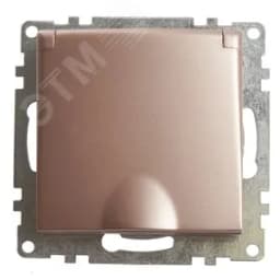 Розетка 1-местная с крышк с защ. штор (механизм) с/з, 250В, 16А, серия Катрин, шампань FERON
