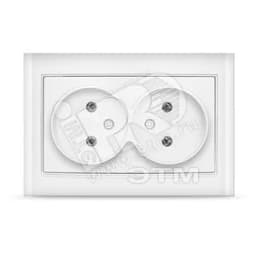 Розетка Бриллиант двойная без заземления белая