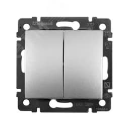 VALENA Переключатель двухклавишный в рамку на 2 направления алюминий