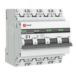 Выключатель автоматический четырехполюсный 1А С ВА47-63 4.5кА PROxima