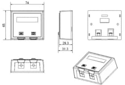 Корпус настенной розетки для установки 2-х вставок типа Keystone Jack Hyperline SBB4-2-WH