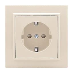 Розетка 1-м СП Минск 16А IP20 с заземл. защ. шторки беж. EKF ERR16-028-200