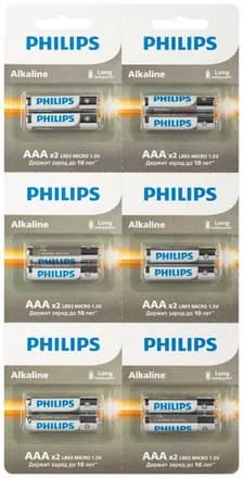 Элемент питания алкалиновый AAA/LR03 1.5В Entry отрывной набор (блист. 12шт) Philips Б0064646