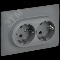 SKANDY Розетка 2-местная с заземлением с защитными шторками 16А в сборе SK-R07Gr серый IEK