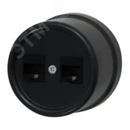 Розетка RJ45 информационная двойная, пластик, цвет Черный Bironi