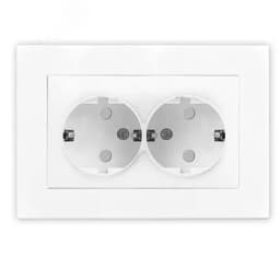 Розетка двухместная UNIVersal серия Афина с/з, с/у, з/ш 16А, 220В, механизм, белая (еврослот)