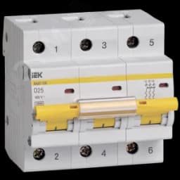 Выключатель автоматический трехполюсный 25А D ВА47-100 10кА IEK