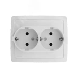 Розетка двойная с заземлением Schuko, винтовой зажим, 16А 250В, белый 1590456-030 Simon