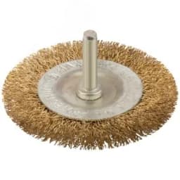 Кордщетка дисковая прямая, со шпилькой, стальная латунированная волнистая проволока 75 мм