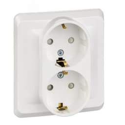 ЭТЮД Розетка двойная скрытая с заземлением со шторками белая PC16-008B Systeme Electric