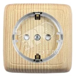 Розетка наружная с заземлением с изоляционной пластиной со шторками (стакан) сосна