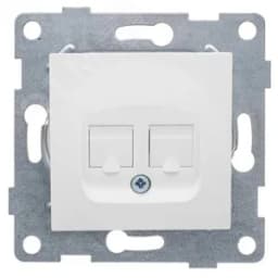 Розетка компьютерная и телефонная RJ45, RJ12 Ugra, механизм, белый GUSI Electric