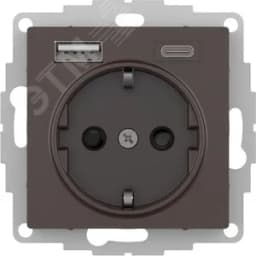 ATLASDESIGN РОЗЕТКА 16А c 2 USB A+C, 5В/2,4А/3,0А, 2х5В/1,5А, механизм, МОККО