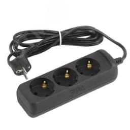 Удлинитель электрический UX-3e-3m-B с заземлением 3 розетки 3м ПВС 3x0,75мм2 10А черный Б0057722 ЭРА