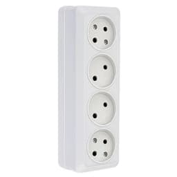 Рим Розетка 4-местная 10А без заземления белая EKF