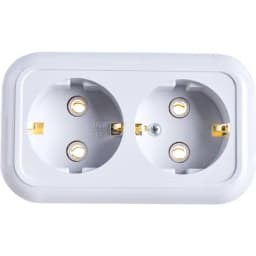 Розетка 2-м ОП Валентина РА16-826 16А IP20 с заземл. бел. Кунцево 5418