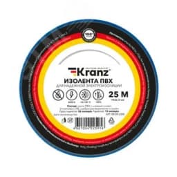 Изолента ПВХ 0,13х19 мм, 25 м, синяя KRANZ