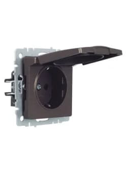 Розетка BRITE РСбш10-3-БрТБ 16А IP20 с заземл. защ. шторки с крышкой механизм бронза IEK BR-R16-16-K45