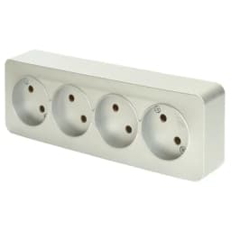 Розетка 4местная бз открытой установки STEKKER 250В 10А IP20 серия София серебро MST101403 49331