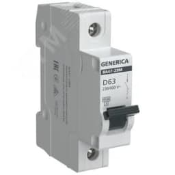 Автоматический выключатель ВА47-29М 1P 63А 4,5кА D GENERICA