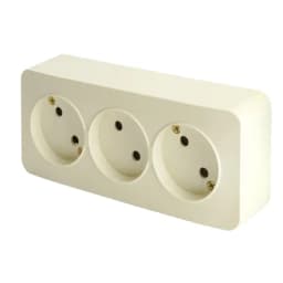 Розетка 3местная бз открытой установки STEKKER 250В 10А IP20 серия София слоновая кость MST101304 49499