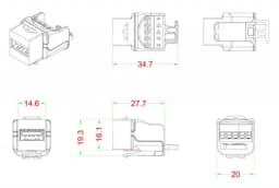 Вставка Hyperline KJ1-USB-A2-SCRW-BK Вставка формата Keystone Jack USB 2.0 (Type A) под винт