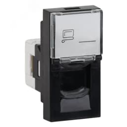 Розетка модульная компьютерная RJ-45 45х22,5мм черная
