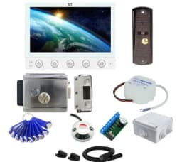 Комплект СКУД и видеодомофона ST 7" с видеопанелью с электромеханическим замком считывателем и ключами TM (белый) Space Technology