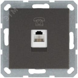 Телефонная розетка RJ11 с накладкой, цвет Мокко