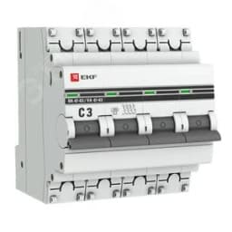 Выключатель автоматический четырехполюсный 3А С ВА47-63 4.5кА PROxima