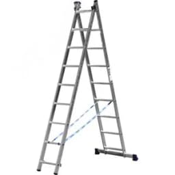 Лестница двухсекционная, алюминиевая, со стабилизатором, 9 ступеней