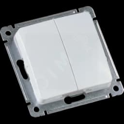 MASTER Выключатель двухклавишный скрытой установки, в рамку, белый HEGEL