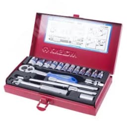 Набор торцевых головок с принадлежностями 1/4", шестигранные, 4-13 мм, 19 предметов King Tony