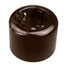 Розетка Лизетта с заземлением, керамика, цвет коричневый Bironi