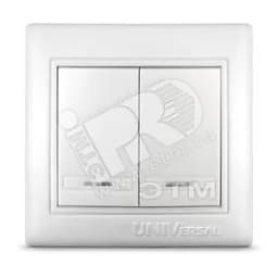Севиль Выключатель двухклавишный с подсветкой белый С0123 Универсал