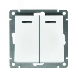 Выключатель двухклавишный с подсветкой UNIVersal серия Афина , с/у, 10А, 220В, механизм, белый (еврослот)